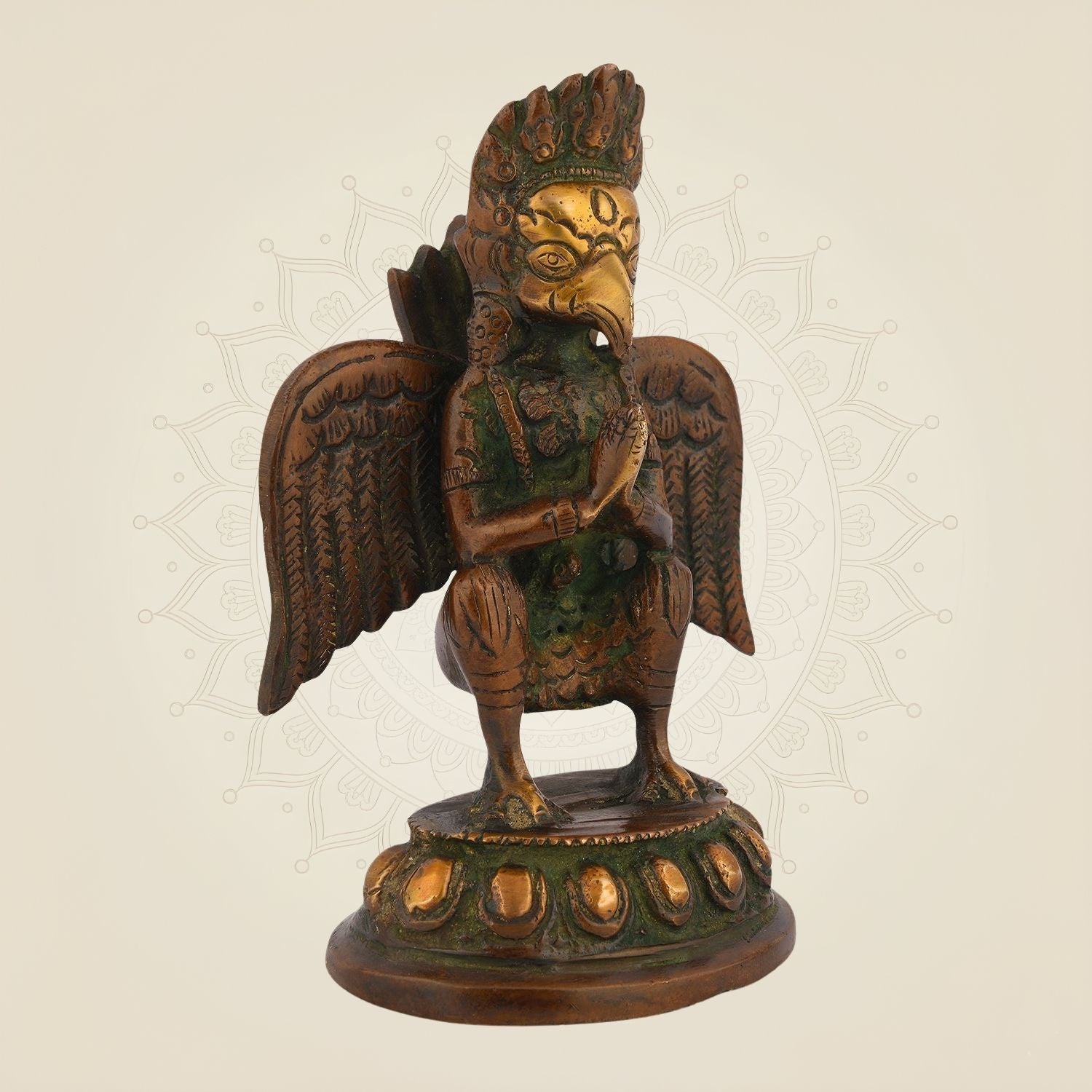 Pure Brass Lord Garuda Idol – 5.5" Handcrafted Statue for Pooja, Mandir & Decor