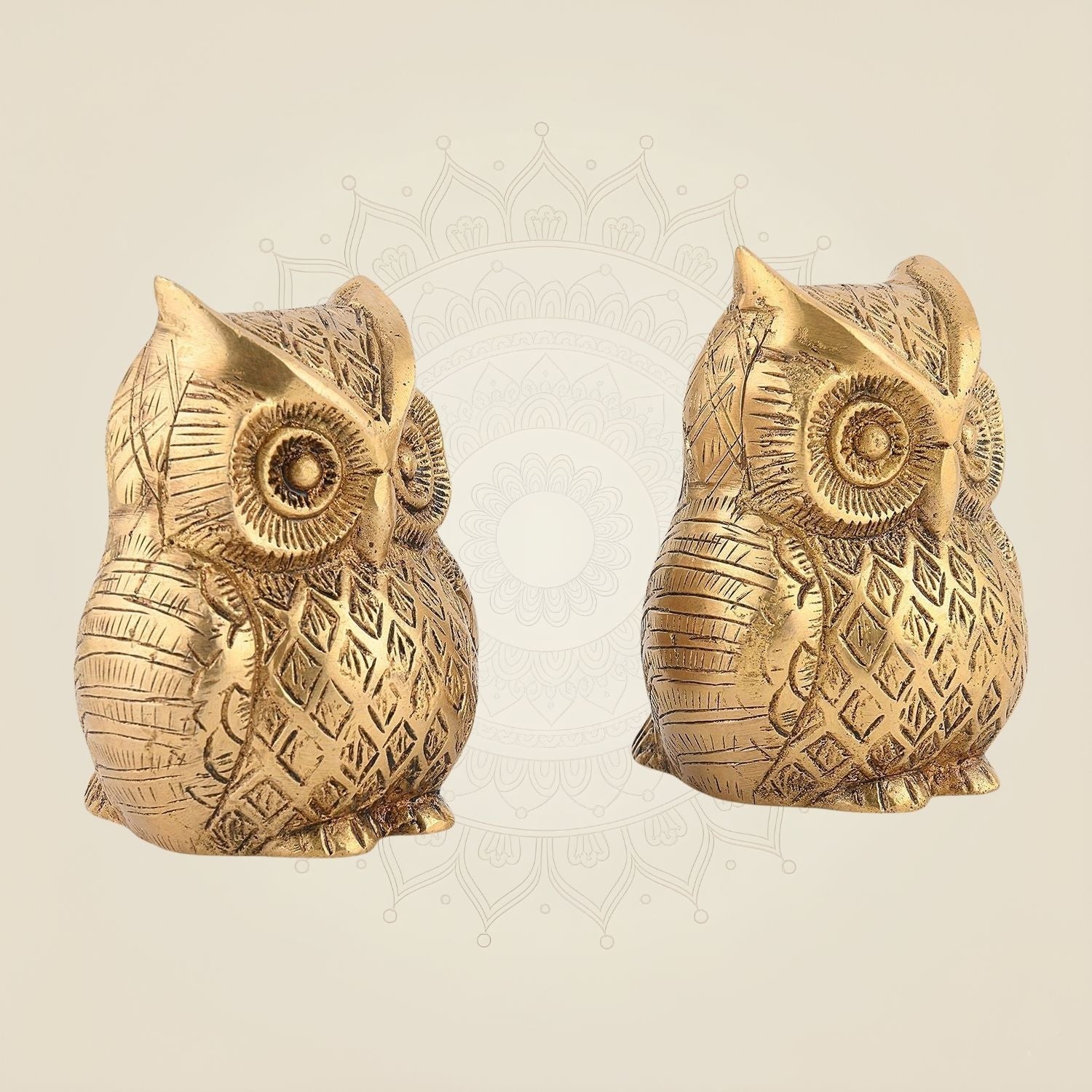 Pure Brass Owl Pair Artisan - 3" (Set Of 2)