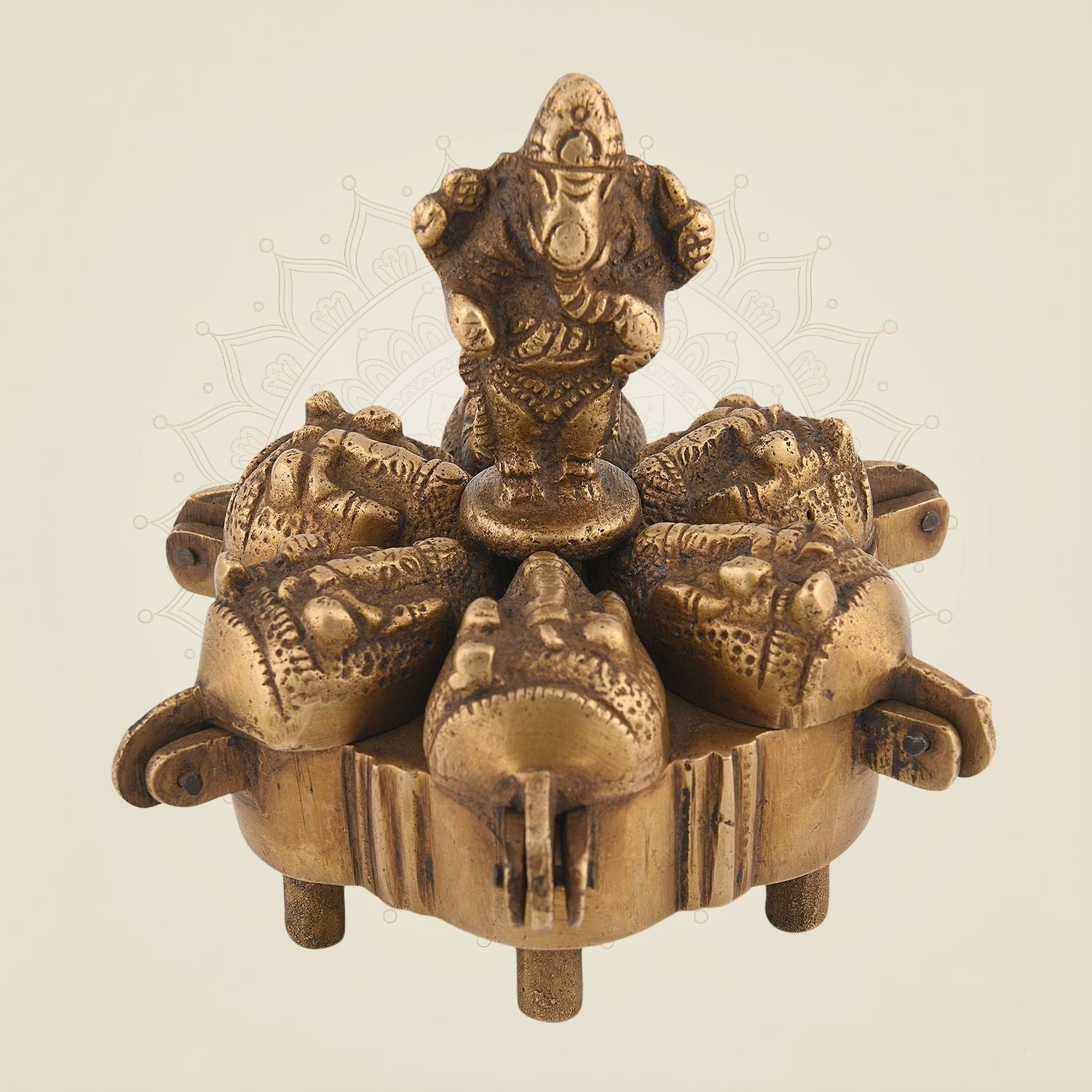 Pure Brass Kumkum Box 3.5" – Handcrafted Pooja Sindoor Holder for Temple Decor