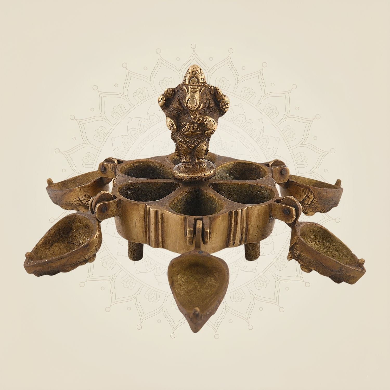 Pure Brass Kumkum Box 3.5" – Handcrafted Pooja Sindoor Holder for Temple Decor