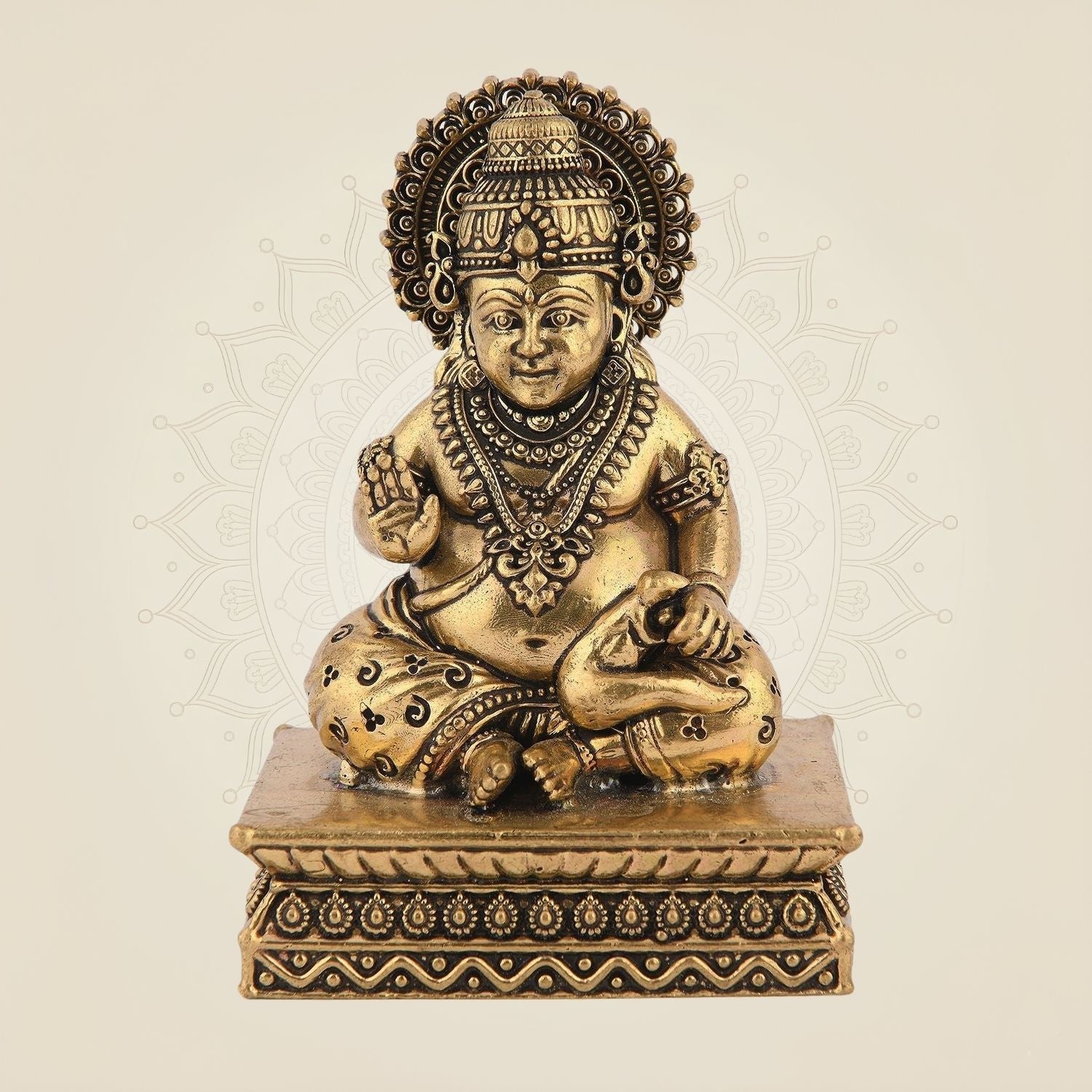 Brass Divine Gift Lord Kuber Idol – 4" Lightweight Handcrafted Statue