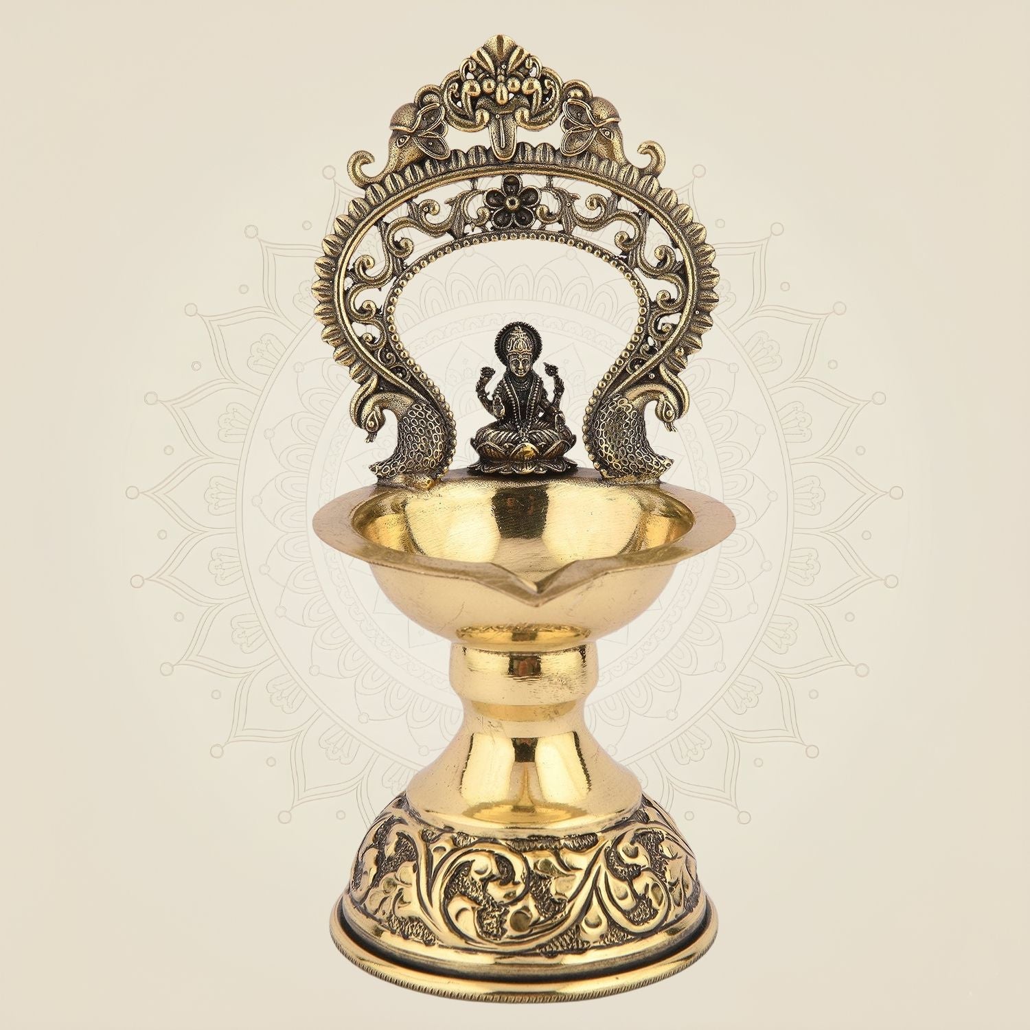 Brass Lakshmi Diya – 5.5" Handcrafted Deepak Idol for Pooja & Decor