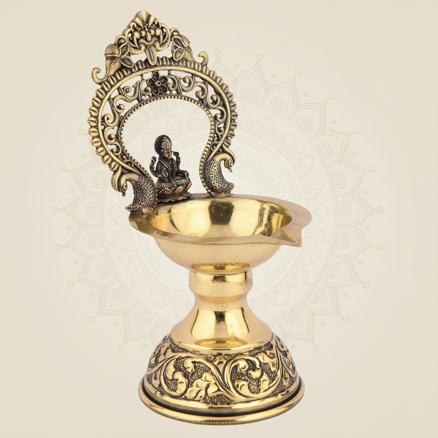 Brass Lakshmi Diya – 5.5" Handcrafted Deepak Idol for Pooja & Decor