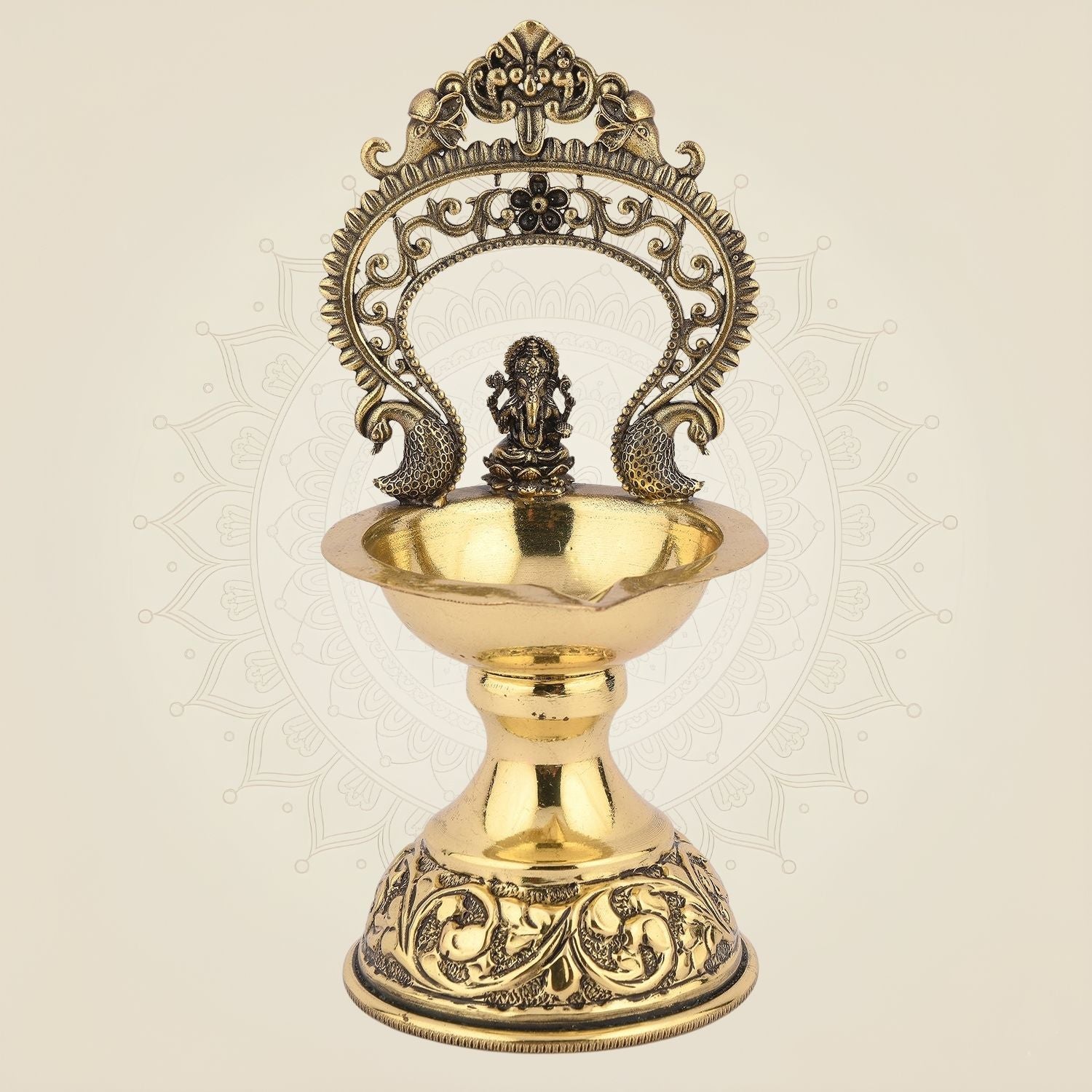 Ganpati Maharaj Brass Diya – 5.5" Handcrafted Pure Brass Oil Lamp Artisan