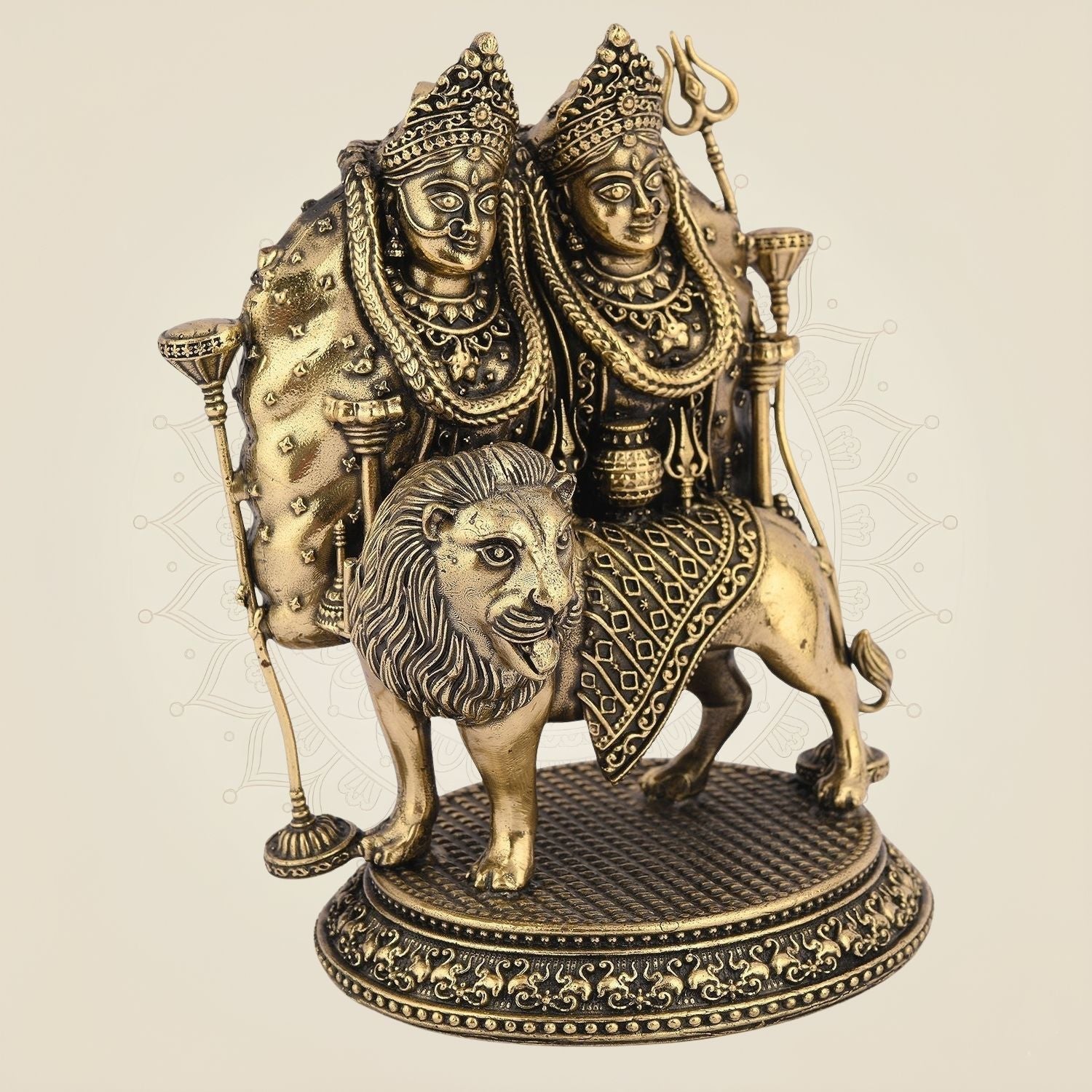 Chamunda Maa Idol – 6.5" Handcrafted Pure Brass Murti Lightweight Spiritual Statue