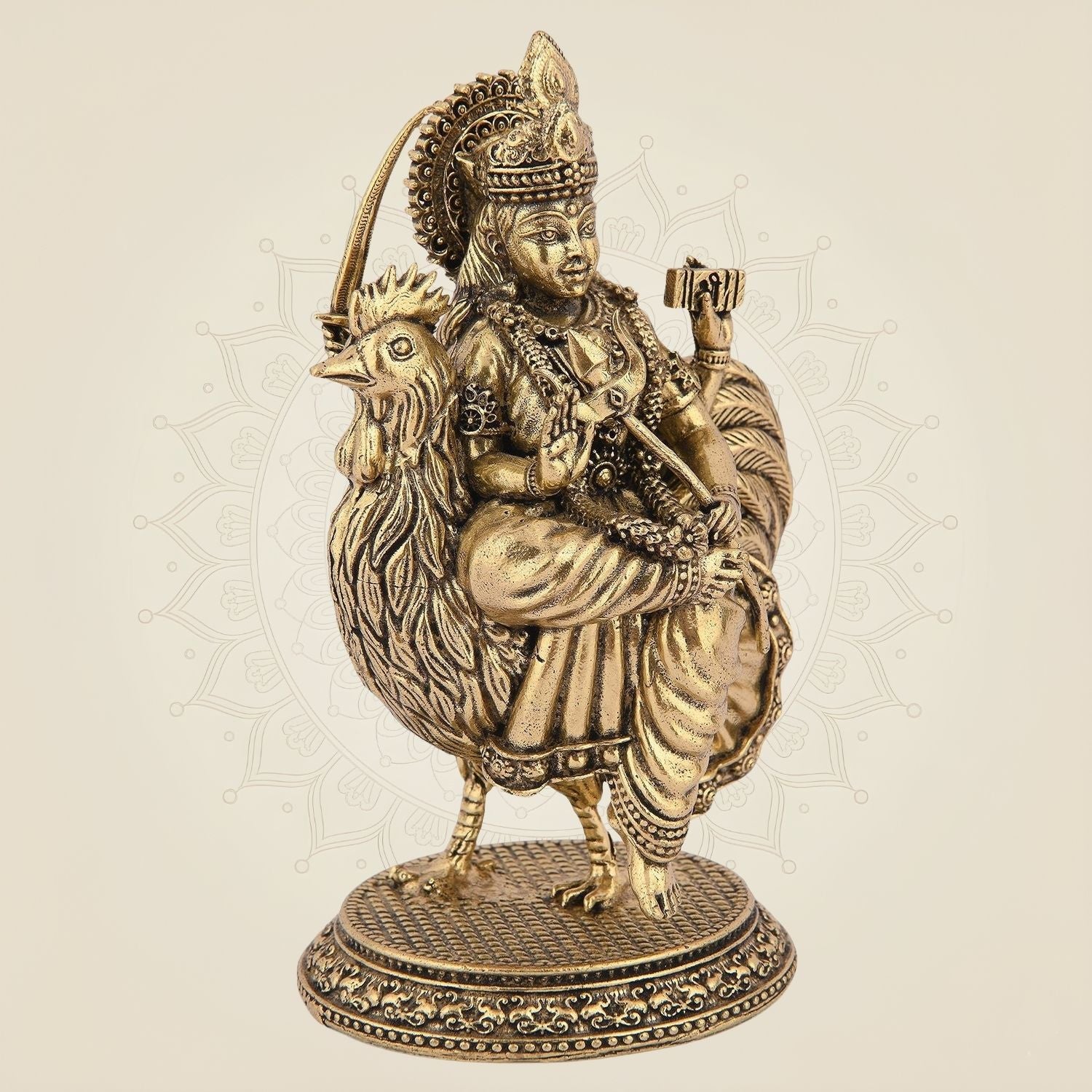 Bahuchar Mata Idol – 3.75" Handmade Pure Brass Murti Lightweight Artisan