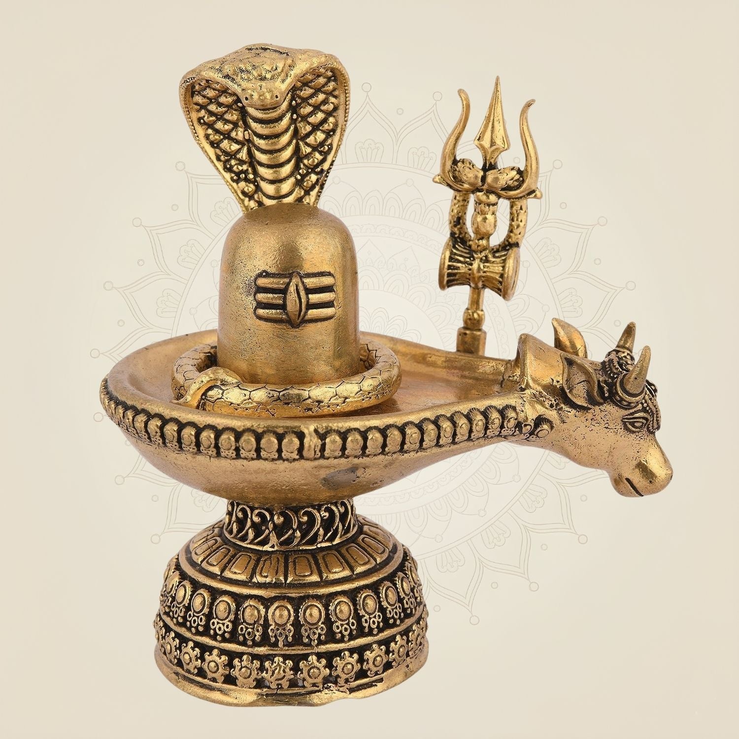 Brass Shivling with Snake Idol – 4" Sacred Shiva Linga for Pooja, Temple & Gifting