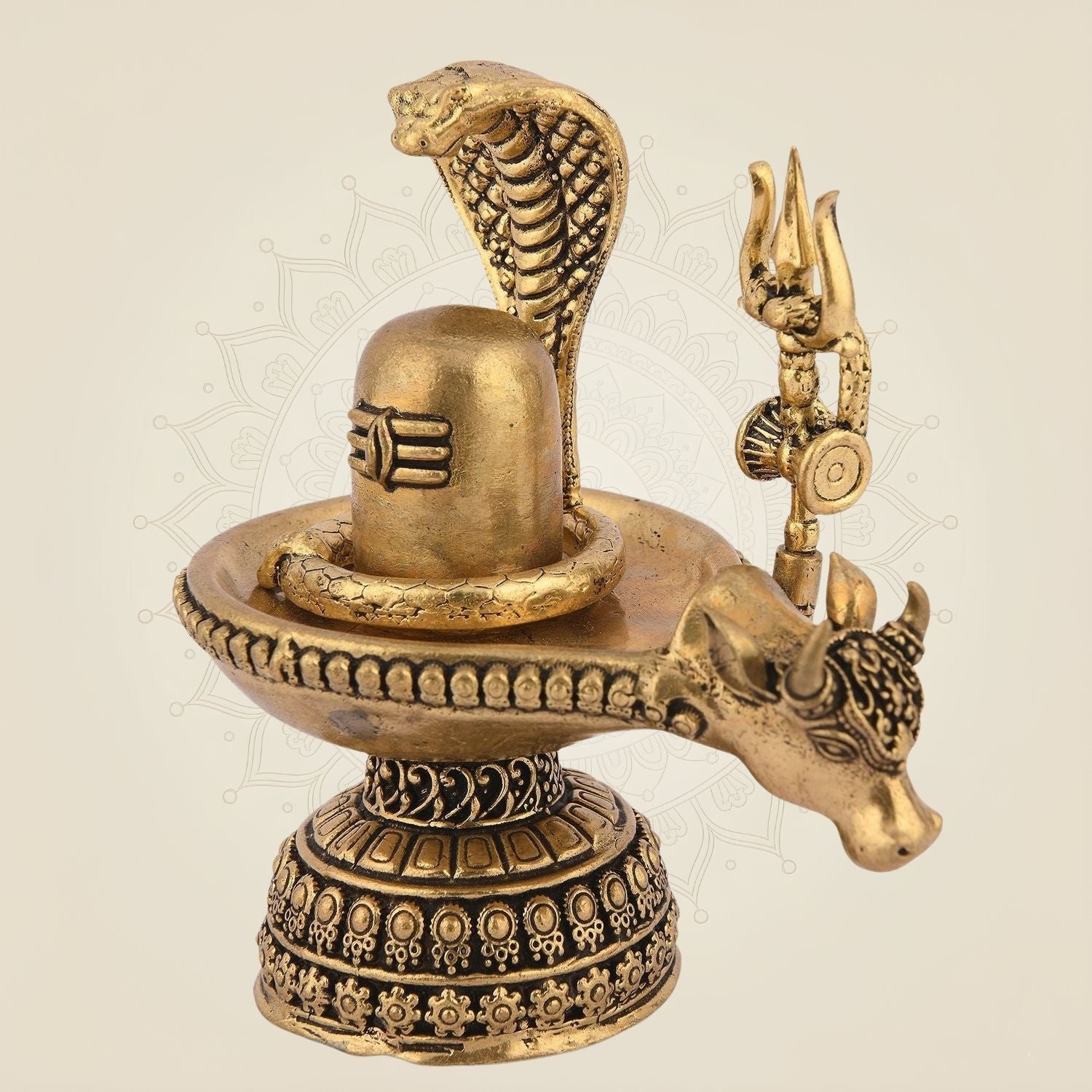 Brass Shivling with Snake Idol – 4" Sacred Shiva Linga for Pooja, Temple & Gifting