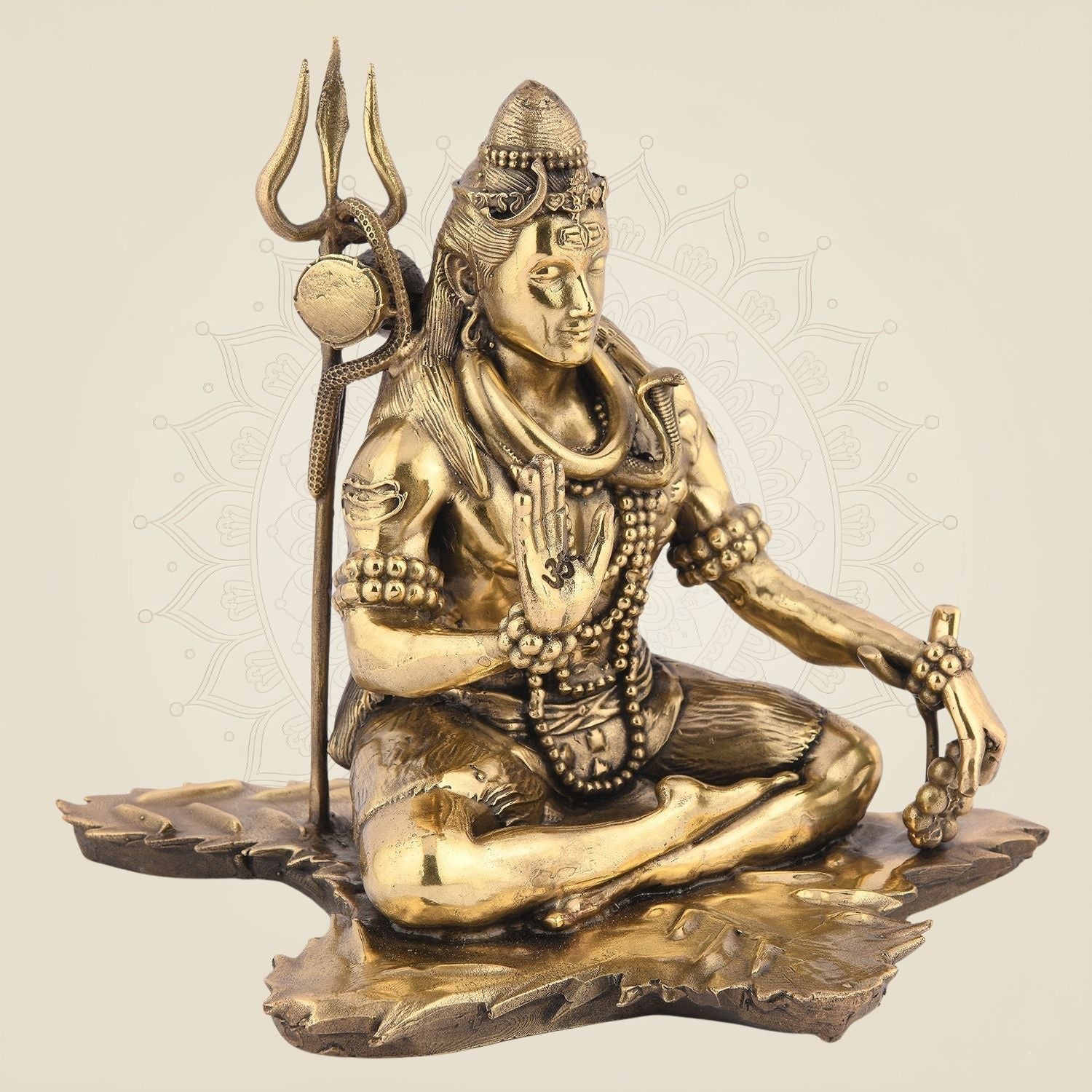 Lord Shiva Pure Brass Idol 6.5" – Blessing Mahadeva Sculpture for Wealth & Decor