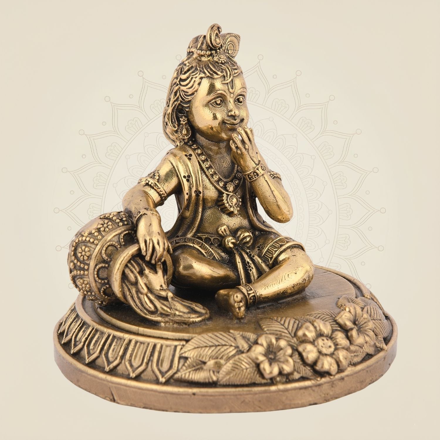 Laddu Gopal Idol 2.75'' – Makhan Chor Brass Handcrafted Murti for Mandir & Gifting