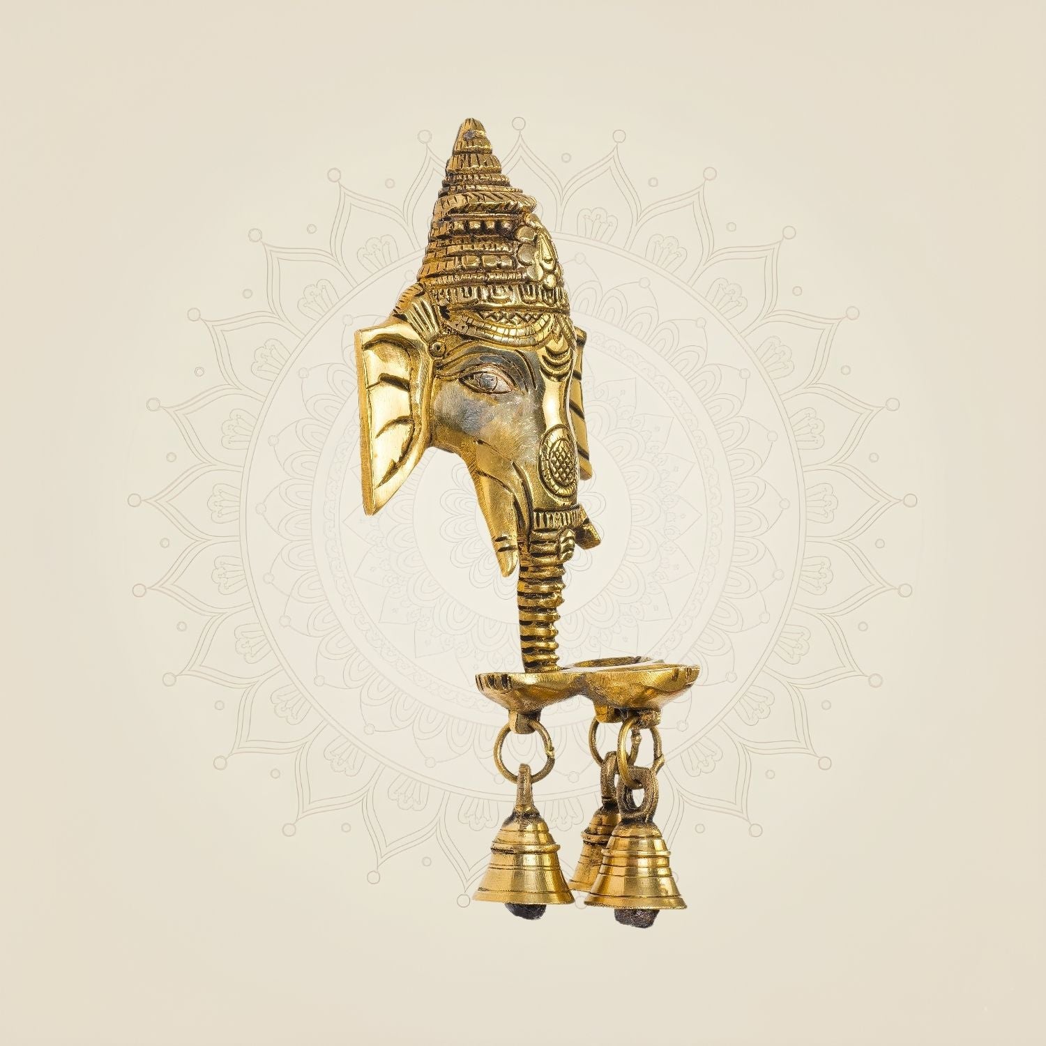 Ganesha Hanging Brass Diya – 8.5" Handcrafted Oil Lamp