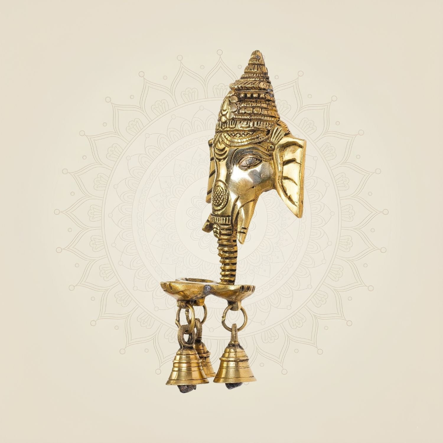 Ganesha Hanging Brass Diya – 8.5" Handcrafted Oil Lamp