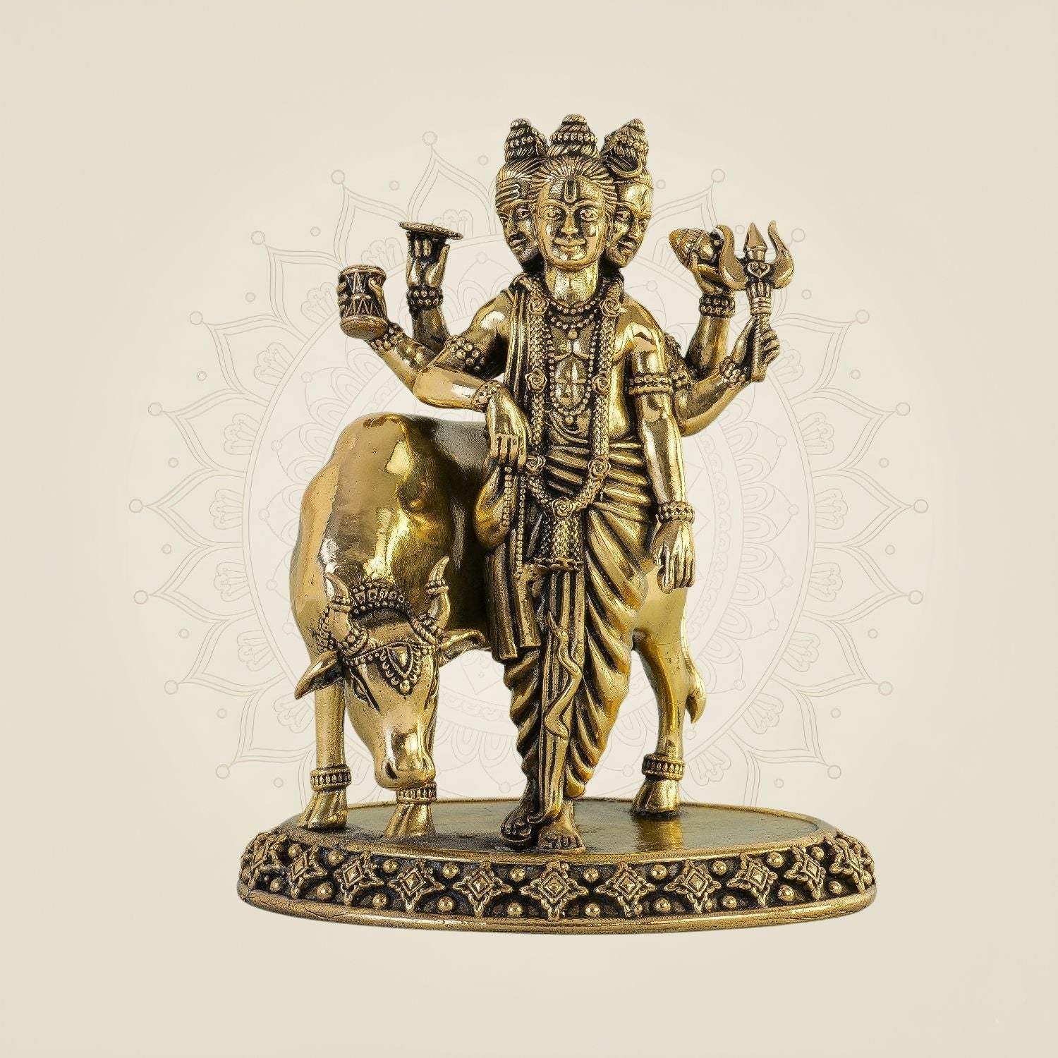 Lord Dattatreya Idol 5.5" – Pure Brass Murti for Vastu & Temple Decor