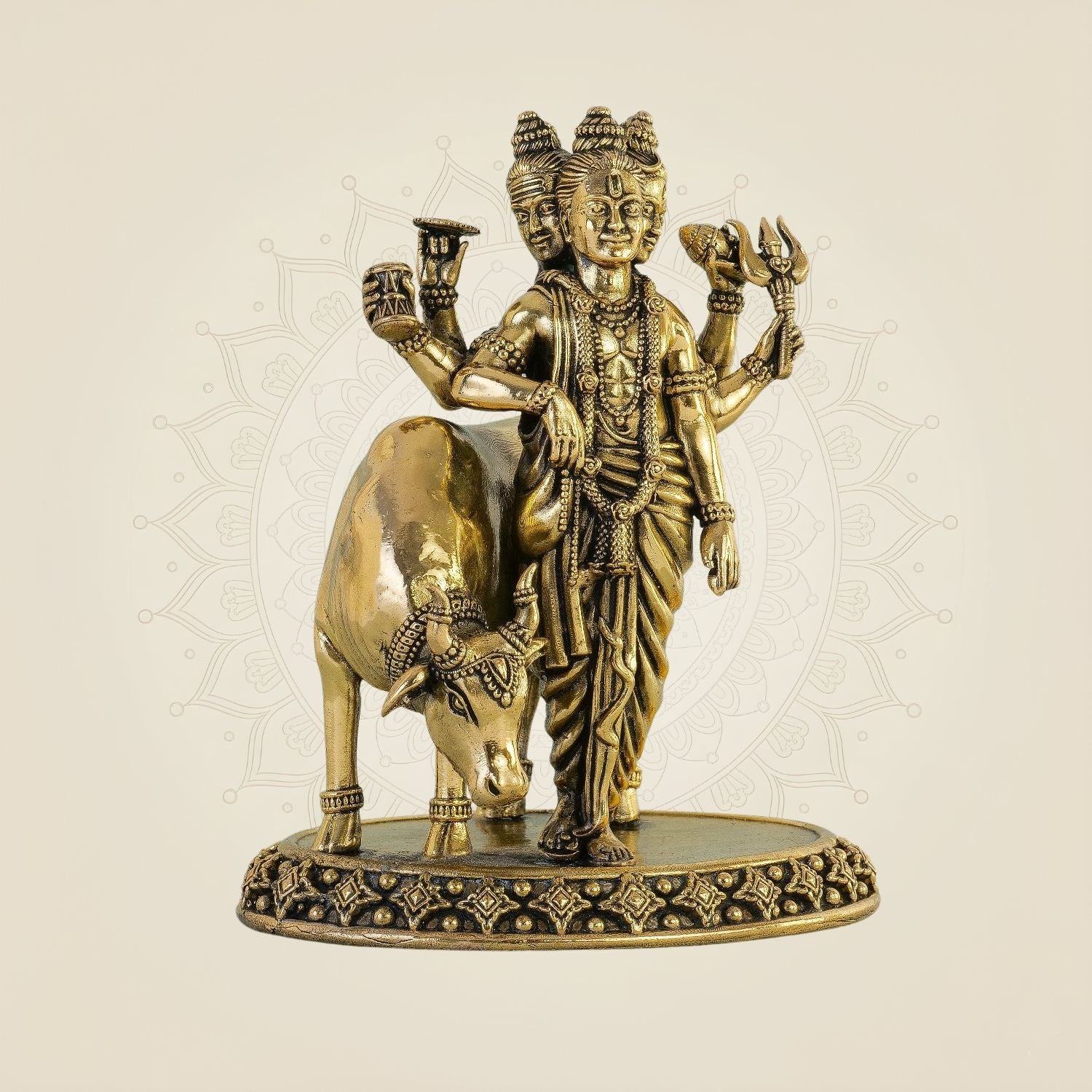 Lord Dattatreya Idol 5.5" – Pure Brass Murti for Vastu & Temple Decor