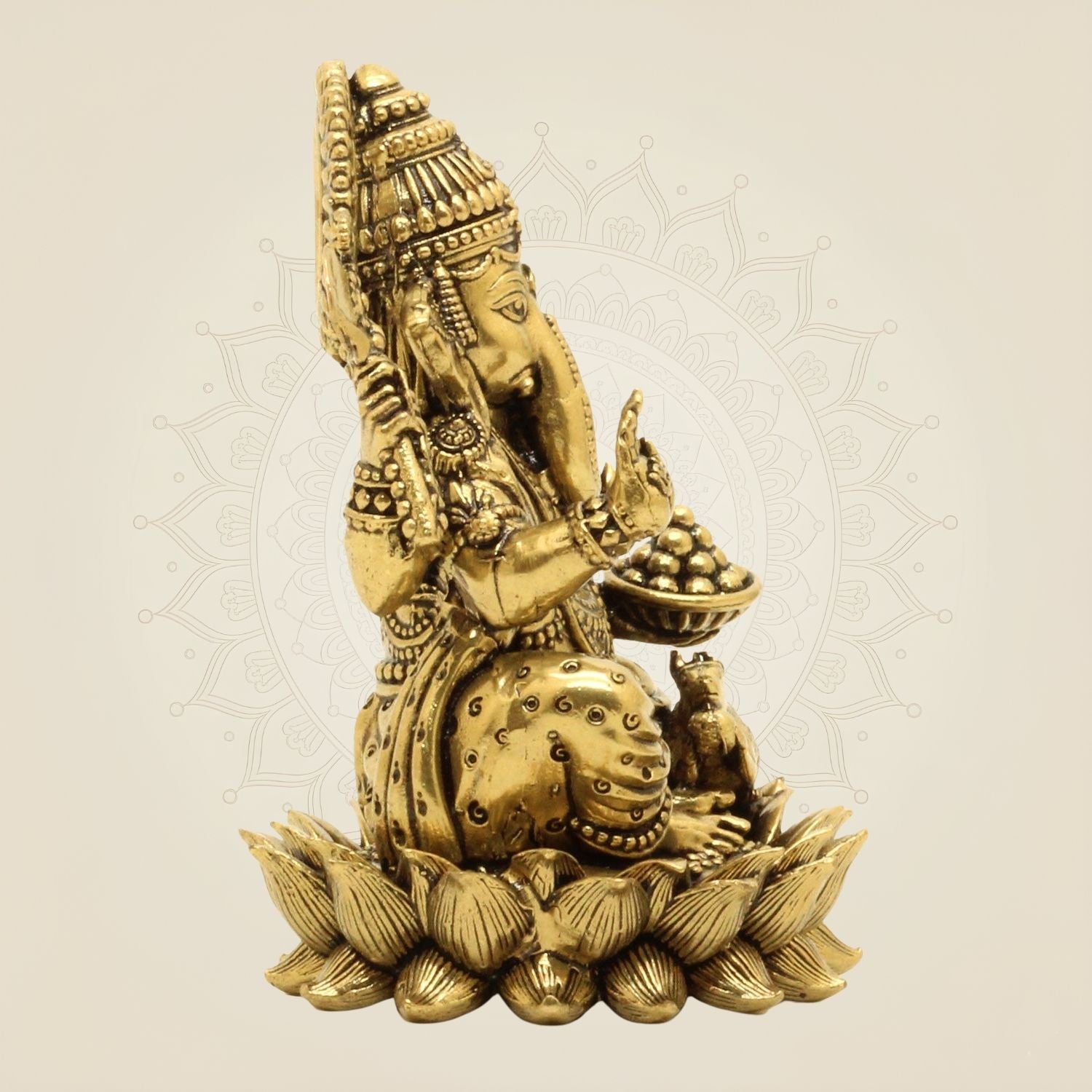 Chaturbhuj Ganesh Idol – 4.75" Handcrafted Artisan Pure Brass Murti
