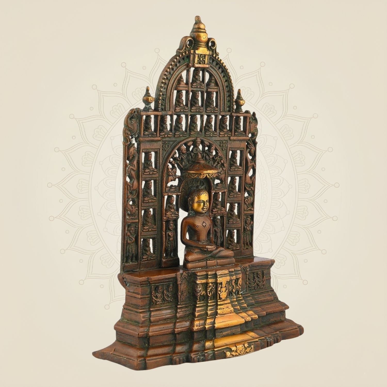 Pure Brass Mahavir Swami Idol – 12" Handcrafted Jain God Murti for Temple & Decor