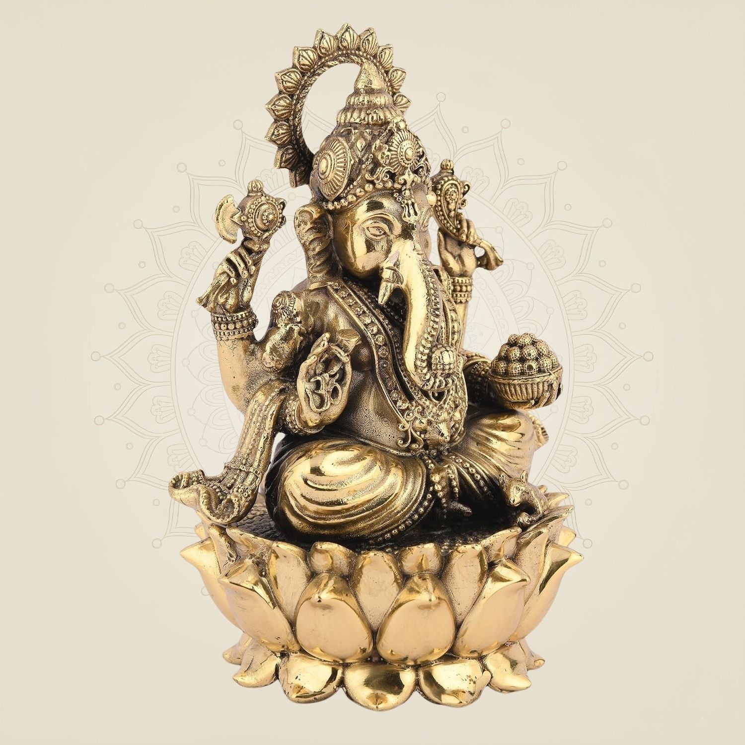 Ganesha Idol – 5.25" Handcrafted Pure Brass Murti Lightweight Artisan for Pooja & Decor