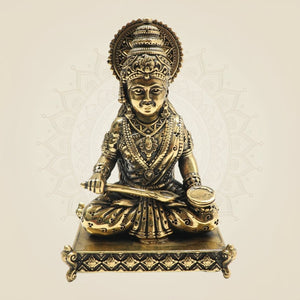 Brass Annapurna Devi Idol with Chowki 3.75 β Symbol of Nourishment - Luxeartisanship