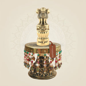 Brass Ashoka Stambh on Chowki 6.5" ā National Pride - Luxeartisanship