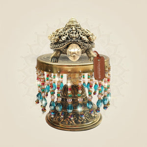 Brass Ashtalakshmi Shree Yantra Tortoise Idol with Chowki Base 5.5" - Luxeartisanship