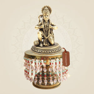 Brass Hanuman Idol on Chowki in Heart Opening Pose 9" ā Pure Bhakti Form - Luxeartisanship