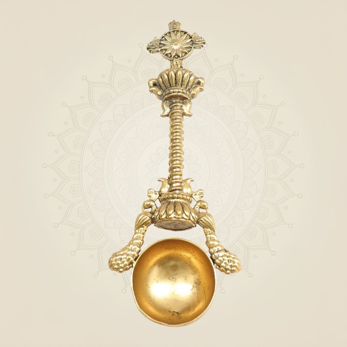 Brass Havan Spoon with Shankh Chakra