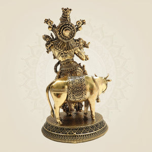 Brass Krishna Ji with Cow – A Timeless Symbol - Luxeartisanship