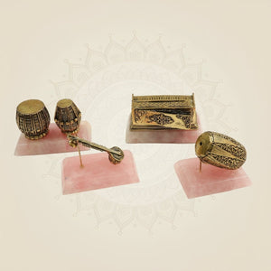 Brass Musical Instrument Miniatures on Stone Base – 2.5 Inch Decorative Showpiece - Luxeartisanship