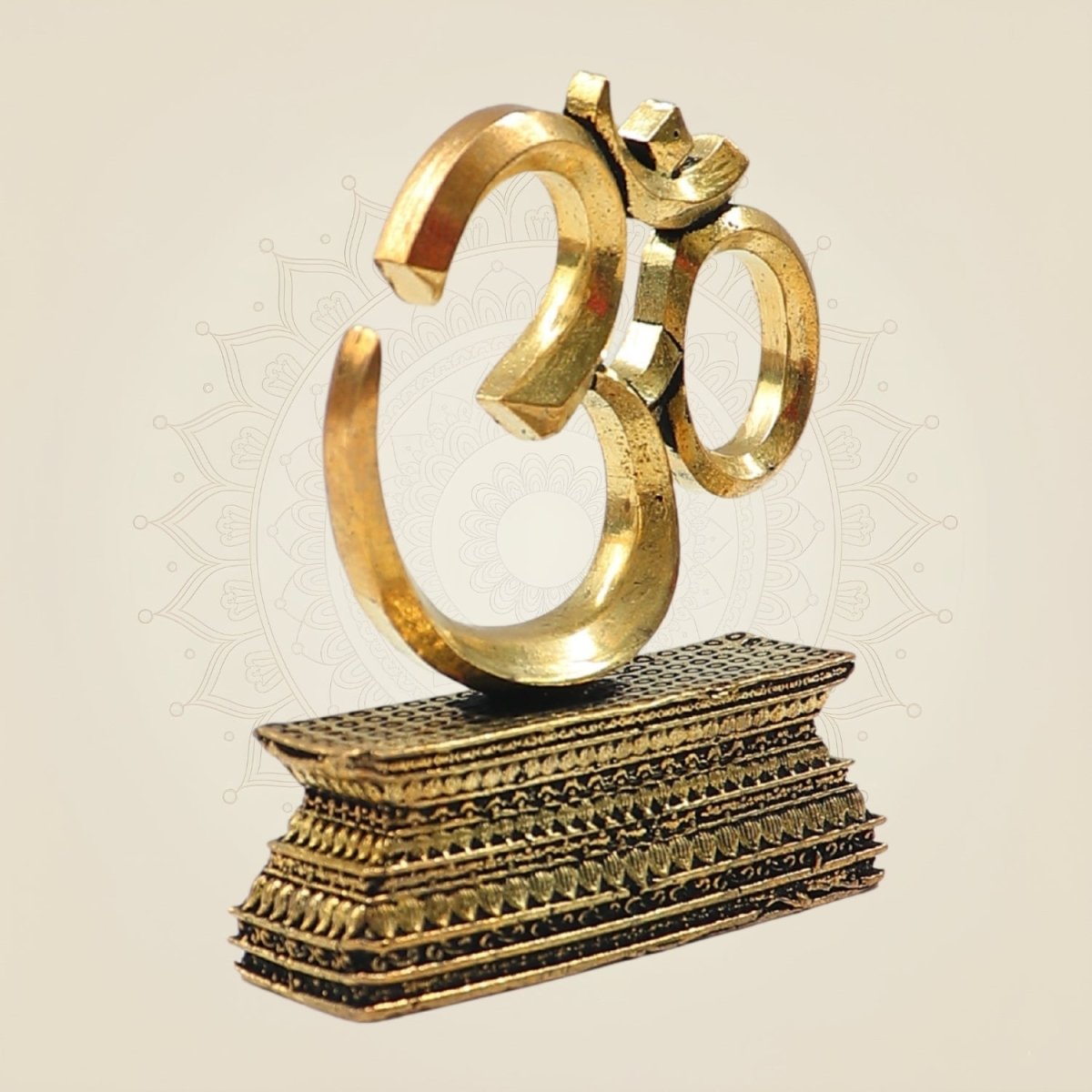Brass Om ॐ on Stand 2.5" - for Meditation & Gift Purpose - Luxeartisanship
