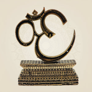 Brass Om ॐ on Stand 2.5" - for Meditation & Gift Purpose - Luxeartisanship