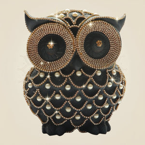 Brass Owl Showpiece 7" with Rhinestone Work for Decor and Vastu - Luxeartisanship
