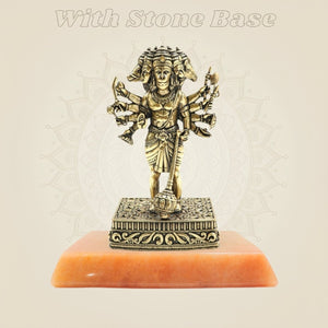Brass Panchmukhi Hanuman Idol 4.75" - Standing Five - Faced Bajrangbali Statue - Luxeartisanship