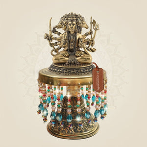 Brass Panchmukhi Hanuman on Chowki 7"ā Guardian Form - Luxeartisanship