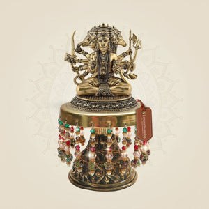 Brass Panchmukhi Hanuman on Chowki β Strong Visual Layout 5.25" - Luxeartisanship