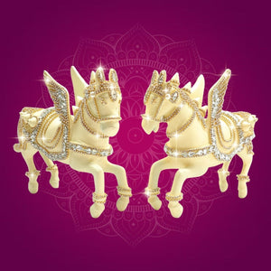 Brass Pegasus Flying Horse Figurine Set Adorned with Rhinestones - Luxeartisanship