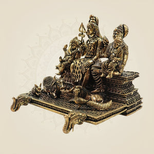 Brass Shiv Parivar Idol 4" for Home Temple & Spiritual Decor - Luxeartisanship