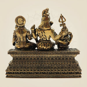 Brass Shiv Parivar Idol 4" for Home Temple & Spiritual Decor - Luxeartisanship
