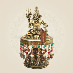 Brass Shiva in Meditation Statue on Chowki 5.25"ā Divine Stillness Form - Luxeartisanship