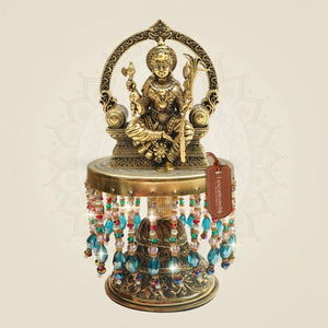 Brass Tripura Sundari Idol on Chowki for Devotional Decor 7.5" - Luxeartisanship