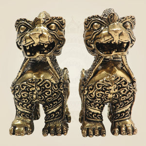 Brass Yali Guardian Lion 3"โ Majestic Keeper of Strength (Set of 2) - Luxeartisanship
