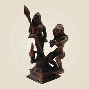 Copper Lord Murugan with DevaSena 6"– Handcrafted Statue of Divine Grace - Luxeartisanship