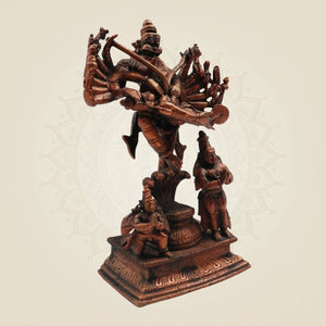Copper Lord Narsimha Idol with Garuda & Prahlada β Handcrafted Pure statue of Protection 6.75" - Luxeartisanship
