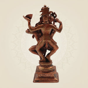 Dancing Shiva Parvati with Naag Idol 6" β Handcrafted Copper Statue of Divine Harmony - Luxeartisanship