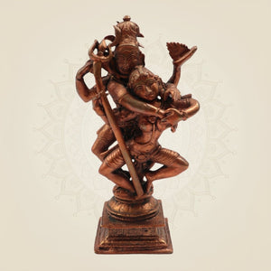 Dancing Shiva Parvati with Naag Idol 6" β Handcrafted Copper Statue of Divine Harmony - Luxeartisanship