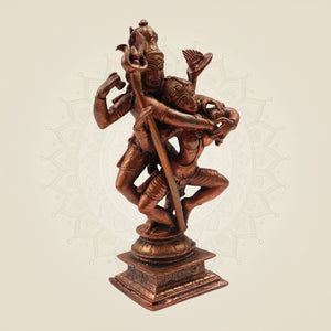 Dancing Shiva Parvati with Naag Idol 6" β Handcrafted Copper Statue of Divine Harmony - Luxeartisanship