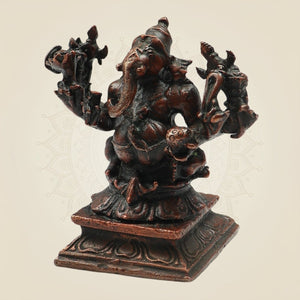 Exquisite Small Copper Eight - Armed Ganesha Statue 3"– Artistic Divine Idol - Luxeartisanship