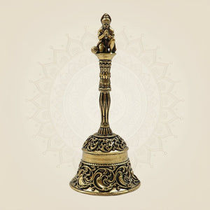 Handcrafted Pure Brass Pooja Bell 4.5" for Temple & Daily Ritual Use - Luxeartisanship