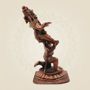 Lakshmi Narasimha on Garuda Copper Idol 4.25 "– Handcrafted Divine Statue - Luxeartisanship