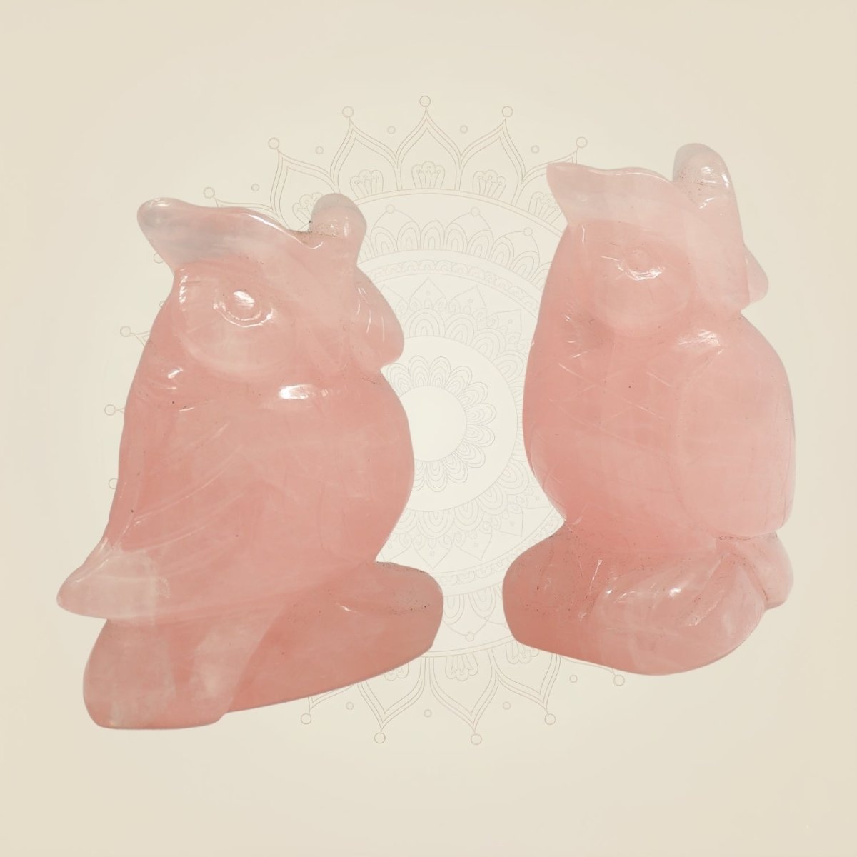 Rose Quartz Owl Showpiece Vastu Pair of 2 for Home & Office Decor - Luxeartisanship