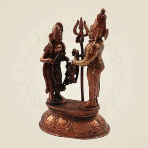 Shiva Parvati Wedding Idol β Handcrafted Copper Statue 6.75" - Luxeartisanship